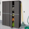 Sterilite Storage Cabinet, Plastic Closet Organizer, 4 Adjustable Shelves, Gray