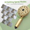 Tub Shower Faucet Set with 10 Spray Handheld Shower Brushed Gold Shower System with Tub Spout Single Handle 4.7 Inch Shower Handheld Shower Fixtures Tub and Shower Trim Kit