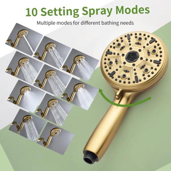 Tub Shower Faucet Set with 10 Spray Handheld Shower Brushed Gold Shower System with Tub Spout Single Handle 4.7 Inch Shower Handheld Shower Fixtures Tub and Shower Trim Kit
