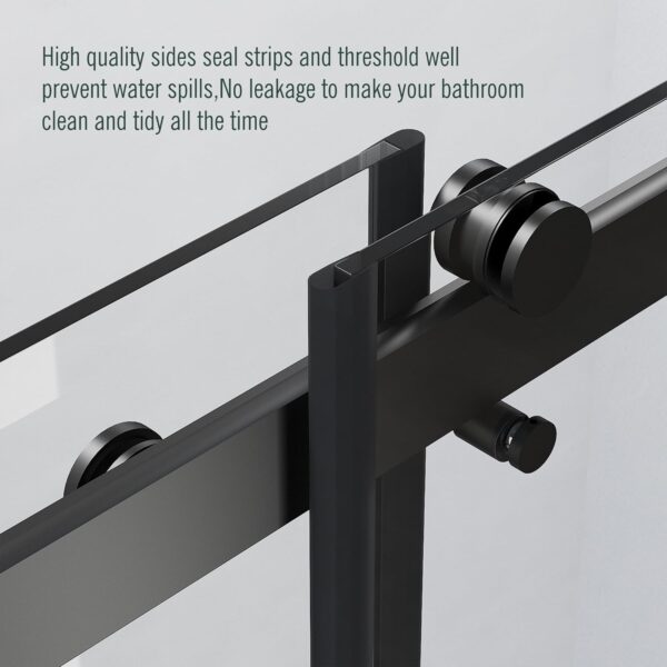 Bathtub Sliding Door, 55"-60" W x 56" H Tub Shower Door, Bathtub Door, Bathtub Glass Door Bathtub Double Sliding Shower Door 5/16" Tempered Glass Explosion-Proof Film Stainless Steel Black