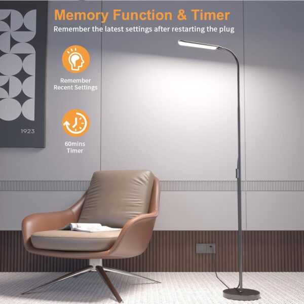 Floor Lamp, Bright 18W LED Standing Lamps for Living Room, Remote Stepless Adjustable Color and Brightness Dimmable with ON/Off Switch, Gooseneck Reading Lights for Bedroom Office, 1300LM Black