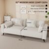 82" Sofa Couch for Living Room, Modern Comfy Sofa with Extra Depth Seat and 2 Throw Pillow | 2 Armrest Pillow, 3 Seater Chenille Couches for Living Room Small Space, White
