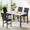 AWQM Products 5-Piece Marble Dining Set, Modern Kitchen Table and Chairs for Dining Room, Dinette, Compact Space Saving Furniture, 4 Upholstered Velvet Chairs - White
