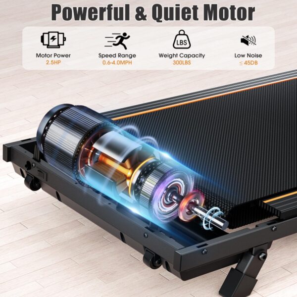 Walking Pad Treadmill, Under Desk Treadmill with Incline for Home Office, 2.5 HP Compact Portable Mini Treadmills Save Space, 2 in 1 Small Walking Pad with Large LED Display, 300 lb Capacity