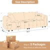 91.5" Modern Boucle Sofa with Deep Seat, Comfortable Upholstered Tufted Cloud Couch, Modern 3 Seater Couches for Living Room, Bedroom, Apartment, Office (Curry)
