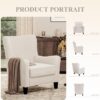 COLAMY Accent Chair, Modern Fabric Accent Barrel Chair with Solid Rubberwood Legs, Comfy and Soft Armchair for Living Room, Bedroom, Reception Room, Office, Beige
