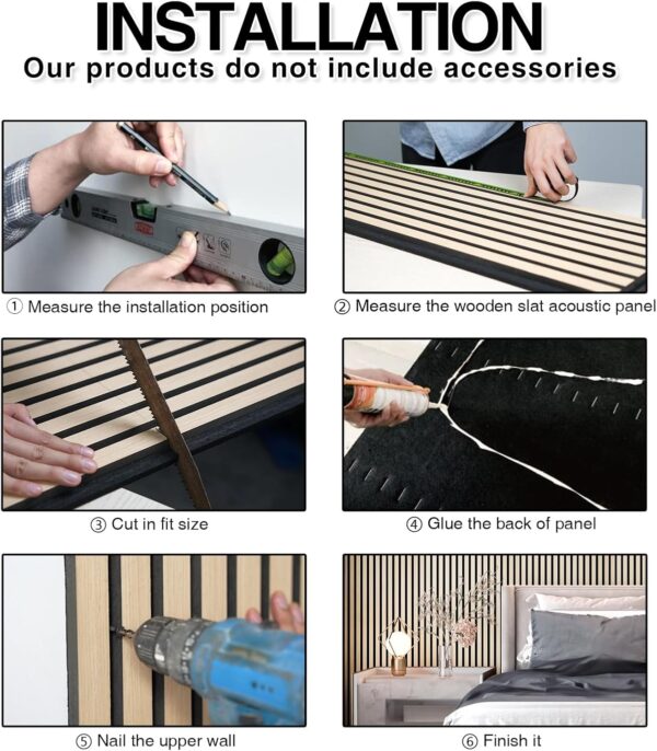 Acoustic Wood Wall Panels, 2-Pack 94.5" x 12.6" Soundproof Wall Panels, Wood Slat Wall Panels for Wall Decor, Walnut