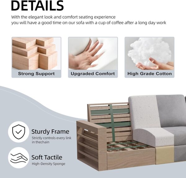 Convertible Sectional Sofa Couch,3 Seat L Shaped Couches with Storage Function Ottoman,Modern Linen Convertible Sectionals Sofas with Armrest Reversible Chaise for Living Room Small Space(Light Gray)