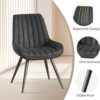 Modern Dining Chairs Set of 6, Comfy Dining Room Chairs with Thick Cushions, Upholstered Fabric Kitchen Side Chairs with Metal Legs, Black