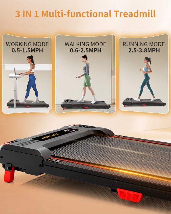 Walking Pad Treadmill, Anylife Incline Walking Pad Under Desk Treadmill 330lb Capacity, 2.5HP Portable Treadmills for Home, Compact Treadmill Small Running Pad with LED Display, Remote Control