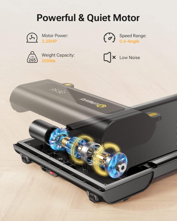 UREVO Under Desk Treadmill, Walking Pad Treadmills for Home, Portable Walking Treadmill 2.25HP, Walking Jogging Machine with 265 lbs Weight Capacity Remote Control LED Display