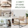 HIGOGOGO Modern Accent Chair, Living Room Chair with Wood Armrests, Shredded Foam Cushion, and Sturdy Metal Frame Reading Chair, Beige