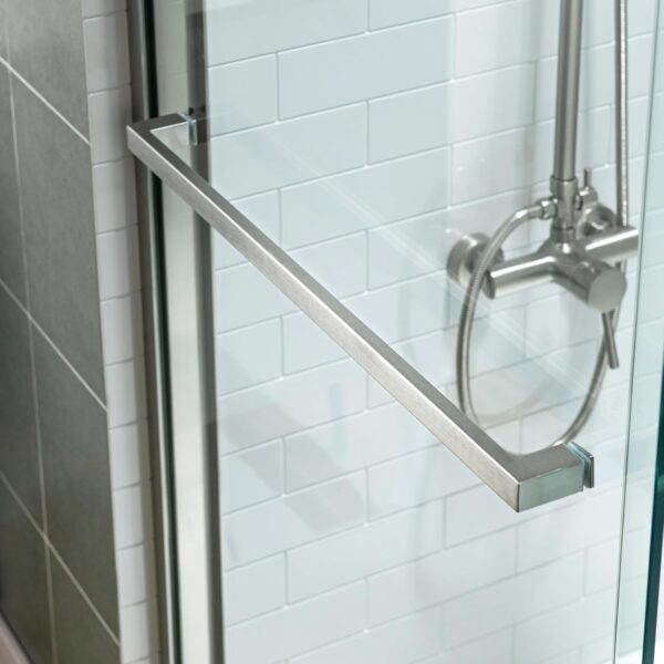 WOODBRIDGE Frameless Bathtub Shower Doors 56-60" Width x 62" Height with 3/8"(10mm) Clear Tempered Glass, 2 Ways Opening & Double Sliding in Brushed Nickel Finish