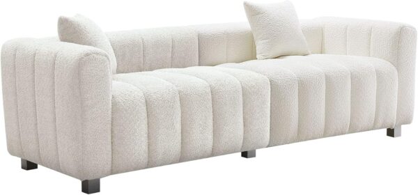 87.4" Modern 3 Seater Sofa Couch for Living Room, Mid Century Fluffy Couches with Solid Wood Frame and 6 Legs for Bedroom, Apartment, Weight Capacity 750 LBS (White)