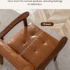 Faux Leather Accent Chair, Mid Century Modern Chairs for Living Room, Upholstered Comfy Armchair Bedroom Side Arm Chair with Rubber Wood,105° Ergonomic, Comfort Cushion and Wide Sitting