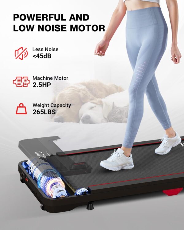 Walking Pad, Under Desk Treadmill, 2.5HP Portable Treadmills for Home/Office, Walking Jogging Machine with Remote Control, LED Display