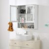 LITA Bathroom Wall Cabinet with Glass Doors, Medicine Cabinet with Adjustable Shelves, Space Saver Over Toilet Storage Cabinet for Bathroom, Living Room, Kitchen, White