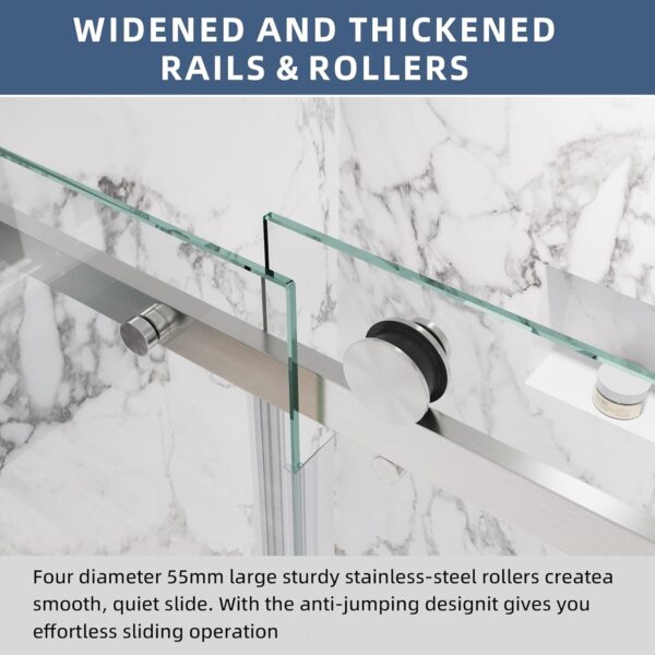 Semi-Framed 60’’W×75’’H Shower Door Bathroom Door Single Sliding Shower Door, SGCC Clear Tempered Glass, Stainless Steel Handle, 4-Inch Adjustable Width, Brushed Nickel