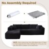 104" L-Shape Modular Sectional Sofa Couch - Comfy Upholstered Cloud Couch for Living Room - Modern Minimalist Couch,Deep Seat,No Assembly Required (Black,Plush Corduroy, Left Facing Chaise)