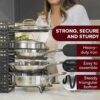 GeekDigg Adjustable Pots and Pans Organizer - 8 Tier Versatile Kitchen Pot Rack for Counter and Cabinet - Easy Setup, 3 DIY Installation Ways, Accommodates 8+ Pots and Pans - Space-Saving Black Design