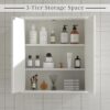 Shintenchi Bathroom Wall Mounted Cabinet,Medicine Cabinet with 2 Door, Bathroom Storage Cabinet Over The Toilet,Space Saving Storage Cabinet with 3-Tier Shelves,White