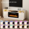 70'' TV Stand with 36'' Fireplace-LED Light Entertainment Center for 75+ inch TV-White TV Cabinet with Storage, Modern TV Console for Living Room