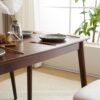 Karl home Modern 5-Piece Brown Wood Dining Table Set for 4, Compact Mid-Century Modern Table & Chair Set for Kitchen/Small Apartment/Dining Room, Padded Seats & Backrests