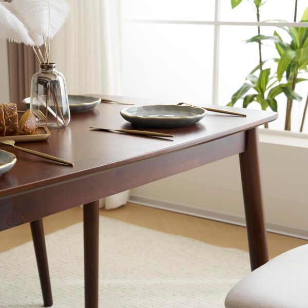 Karl home Modern 5-Piece Brown Wood Dining Table Set for 4, Compact Mid-Century Modern Table & Chair Set for Kitchen/Small Apartment/Dining Room, Padded Seats & Backrests