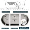 FerdY Luzon 67" Acrylic Freestanding Bathtub, Ergonomic Lightweight Classic Oval Soaking Bathtub with Chrome Drain, Classic Slotted Overflow, Modern White