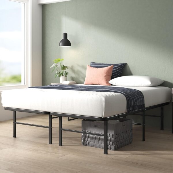 ZINUS Rumi 14in Easy SmartBase Mattress Foundation, Sturdy Metal Bed Frame, No Box Spring Needed, Eco Friendly Packaging, Queen