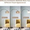 Arc Floor Lamps for Living Room with 3 Color Temperatures, Black Standing Lamp with Remote & Dimmable LED Bulb, Rattan Boho Floor Lamp, Farmhouse Tall Lamp for Bedroom, Over Couch Arched Reading Light