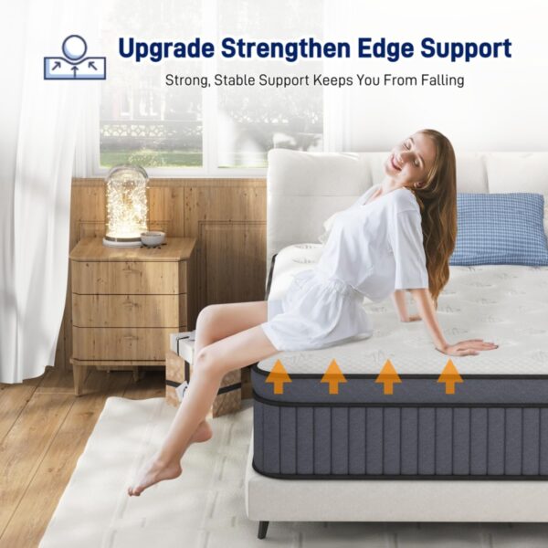 Full Size Mattress, Upgrade Strengthen 10 Inch Firm Hybrid Full Mattress in a Box, Mattress Full Size With Memory Foam and Independent Pocket Springs, Strong Edge Support, Release Pressure