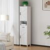 Homhedy 67" H Tall Bathroom Storage Cabinet with 2 Barn Doors and 1 Drawer, Narrow Storage Unit, Adjustable Shelves, Floor Cabinet for Bathroom, Living Room, Entryway, Kitchen, White, (15.7" W)