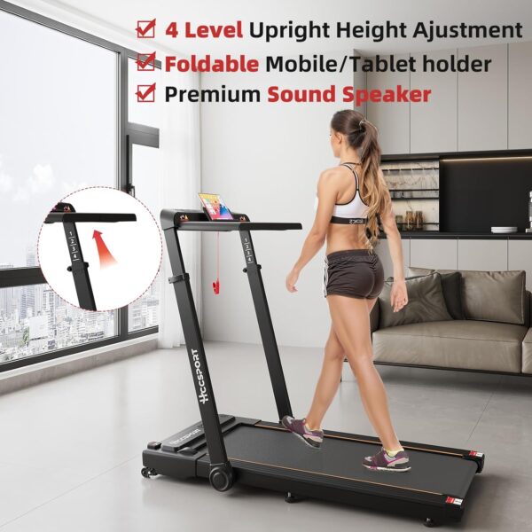 Treadmill with Incline, 3 in 1 Under Desk Treadmill Walking Pad with Removable Desk Workstation 3.5HP Foldable Compact Walking Treadmill for Home Small Office with Wristband Remote Control