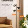 addlon Tree Floor Lamp with 3 Adjustable Rotating Lights and Matching LED Bulbs, Standing Tall Pole Lamps for Living Room, Bedroom, Home, Office - Black