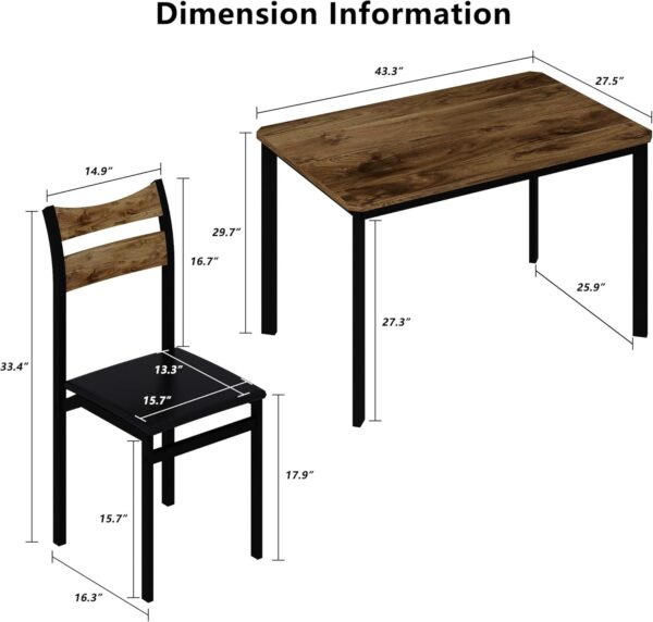 DKLGG Dining Table Set for 4, 43.3" Dining Room with 4 Upholstered PU Leather Chairs, Modern Wood Table and Chairs Set, 5-Piece Dinette Breakfast Nook, Small Places, Brown