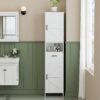 Homhedy 67" H Tall Bathroom Storage Cabinet with 2 Barn Doors and 1 Drawer, Narrow Storage Unit, Adjustable Shelves, Floor Cabinet for Bathroom, Living Room, Entryway, Kitchen, White, (15.7" W)