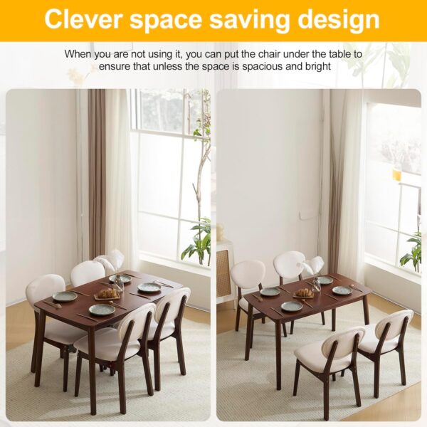 Karl home Modern 5-Piece Brown Wood Dining Table Set for 4, Compact Mid-Century Modern Table & Chair Set for Kitchen/Small Apartment/Dining Room, Padded Seats & Backrests