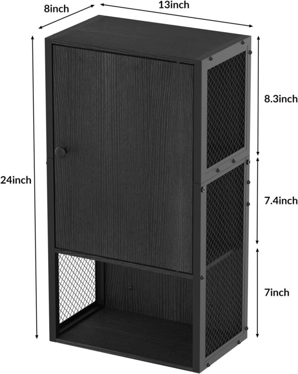 Small Bathroom Wall Cabinet, Bathroom Storage Cabinet Wall Mounted, Black Modern Medicine Cabinet, 3-Tier Wall Mounted Storage Cabinet Over The Toilet for Small Spaces, Living Room