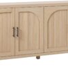 Walker Edison Modern 70" Reeded Sideboard, Credenza with Doors for Kitchen, Dining Room, Media and Game Storage, Buffet Cabinet with Cord Management, 16" D X 30" H, Coastal Oak