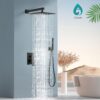 Aolemi Shower System with Rainfall Shower Head and Handheld Wall Mount,High Pressure Shower Faucet Set Fixture Combo with 2 in 1 Handheld Spray Rough-in Valve,12 Inch Shower Head Matte Black