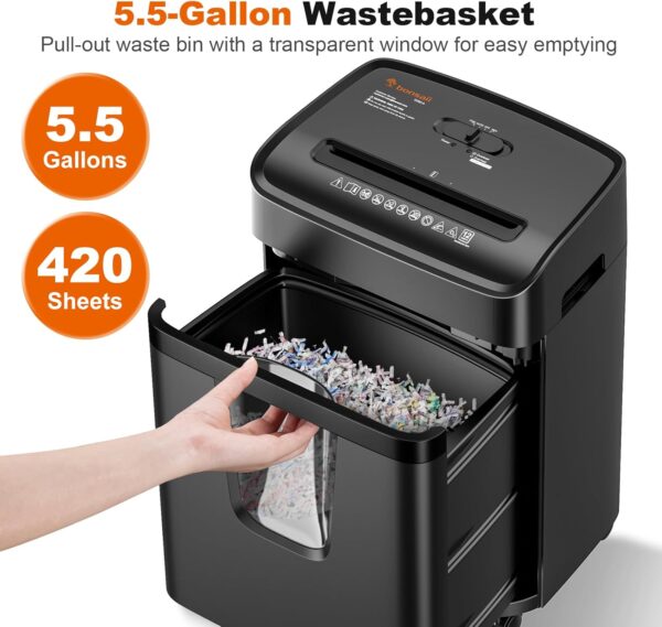 Bonsaii 12 Sheet Paper Shredder for Home Office, Heavy Duty Shredder with 5.5 Gal Pullout Bin, 15 Mins Running Time, Cross Cut Shredder for CD, Credit Card, Document, Mail P-4 Security Level