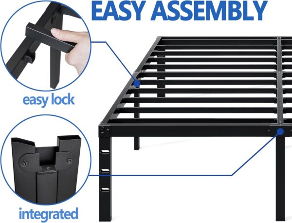 Metal Bed Frame,Full Size Bed Frame with Storage Space,Heavy Duty Sturdy Mattress Foundation,Easy Assembly,No Box Spring Needed, Black,14 Inch,Full