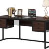 Tribesigns 63-Inch Executive Desk with 4 Drawers, Large Home Office Desk Computer Desk, Business Furniture Desk Workstation for Home Office, Dark Walnut