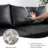 Vonanda Faux Leather Sofa Couch, Mid-Century 73 Inch 3 Seater Leather Couch with Wood Grain Metal Legs and Bolster Pillows for Living Room,Elegant Black