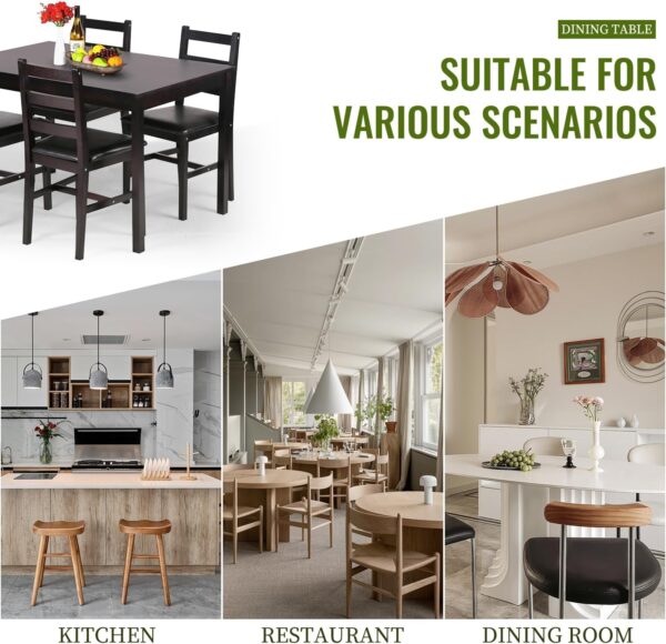 FDW Kitchen Table and Chairs for 4 Dining Room Table Set,Wood Elegant Kitchen Sets for Small Space,Dark Brown