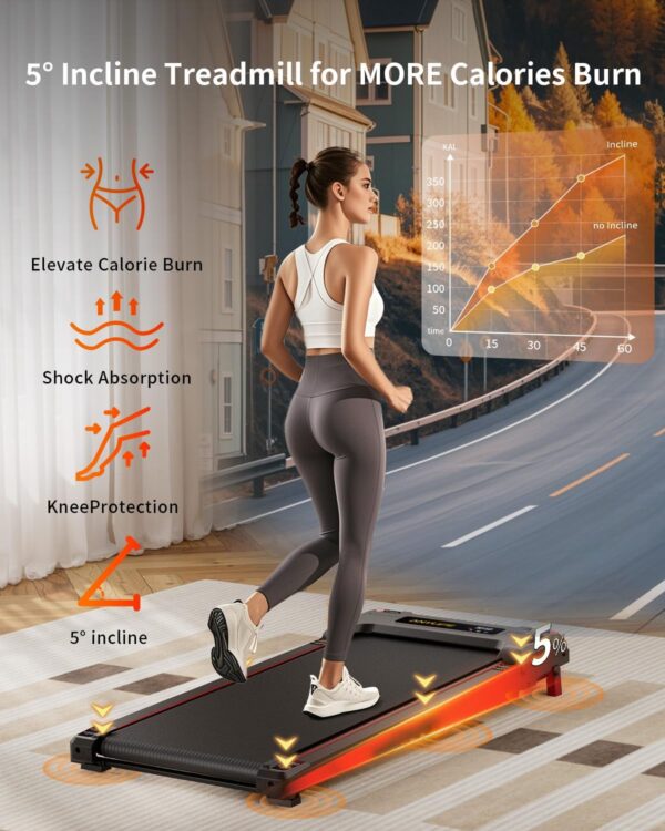 Walking Pad Treadmill, Anylife Incline Walking Pad Under Desk Treadmill 330lb Capacity, 2.5HP Portable Treadmills for Home, Compact Treadmill Small Running Pad with LED Display, Remote Control