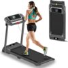 Folding Treadmill, 3.0HP Portable Foldable Treadmills for Home with 12 Preset Programs, LED Display, Compact Small Treadmill for Office, Walking Pad Treadmill, 300 LBS Capacity