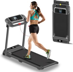 Folding Treadmill, 3.0HP Portable Foldable Treadmills for Home with 12 Preset Programs, LED Display, Compact Small Treadmill for Office, Walking Pad Treadmill, 300 LBS Capacity