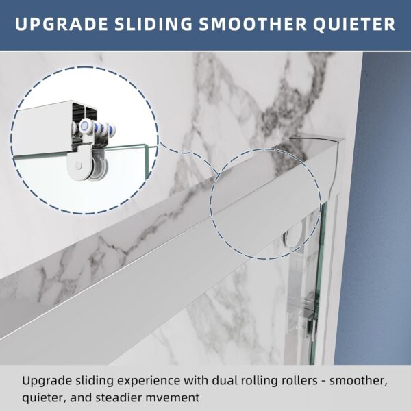 56-60 in. W x 76 in. H Double Sliding Shower Door, Chrome Semi-Frameless Glass Shower Door with 5/16 in. Tempered Clear Glass, Easy to Clean & Easy to Install
